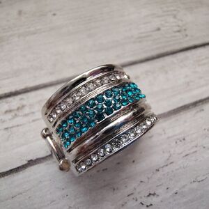 Silver and Blue Crystal Ring